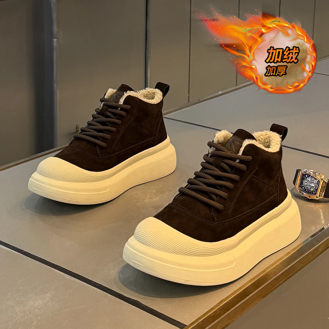 棉鞋男冬季皮毛一体加绒保暖马丁棉靴男款户外防寒厚底高帮雪地靴,流行男鞋,棉鞋,淘宝优惠券,粉丝福利购,淘宝优惠卷