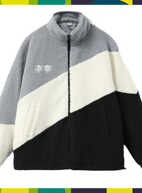 李宁棉服女秋冬摇粒绒女装拼接保暖外套女立领刺绣运动服AFMR494