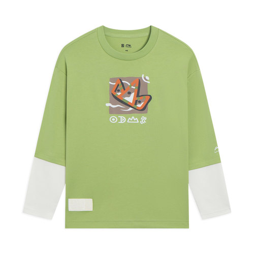 Lining/李宁正品X国家图书馆联名系列男大童宽松长袖T恤YHSS311