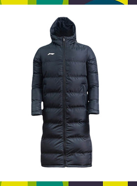 李宁棉服冬季男中长款过膝加厚保暖风外套连帽长款大衣AFMR463