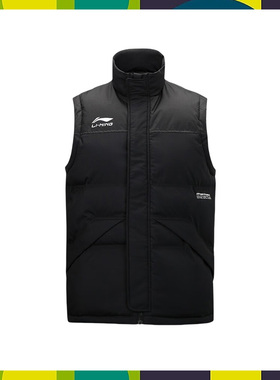 李宁正品冬季新款男子运动休闲立领保暖舒适棉马甲外套AMMS015