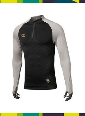 李宁运动长袖T恤男士秋季薄款套头衫新款半拉链足球训练服ATLR033