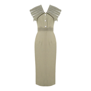 海军领轻奢高级感女人味连衣裙气质显瘦遮肚子连身裙女夏款中长裙