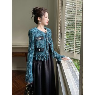 小香风短款外套女秋冬2026新款超好看毛毛气质高级感炸街小西装女