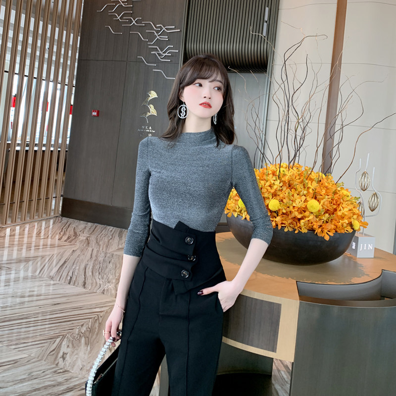 欧洲站休闲时尚套装小脚气质秋冬穿搭长袖女上衣设计感长裤两件套