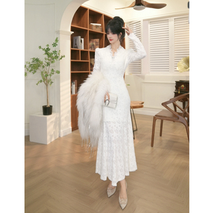 2026秋冬配大衣的裙子法式千金穿搭气质打底鱼尾裙修身显瘦连衣裙