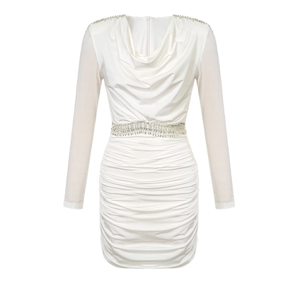 白色气质连衣裙紫嫣红藤