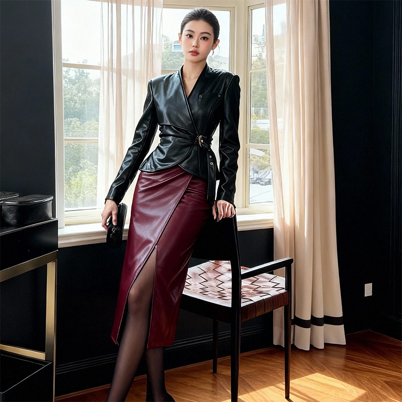 气质V领显瘦高级感黑色外套