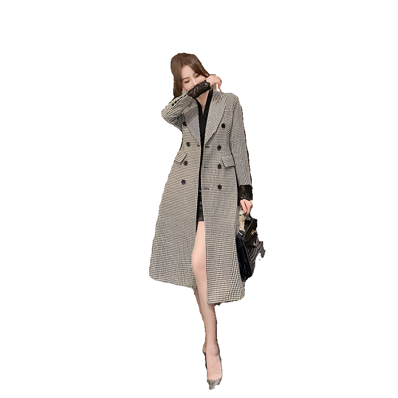 小香风长款赫本风西装风衣外套女