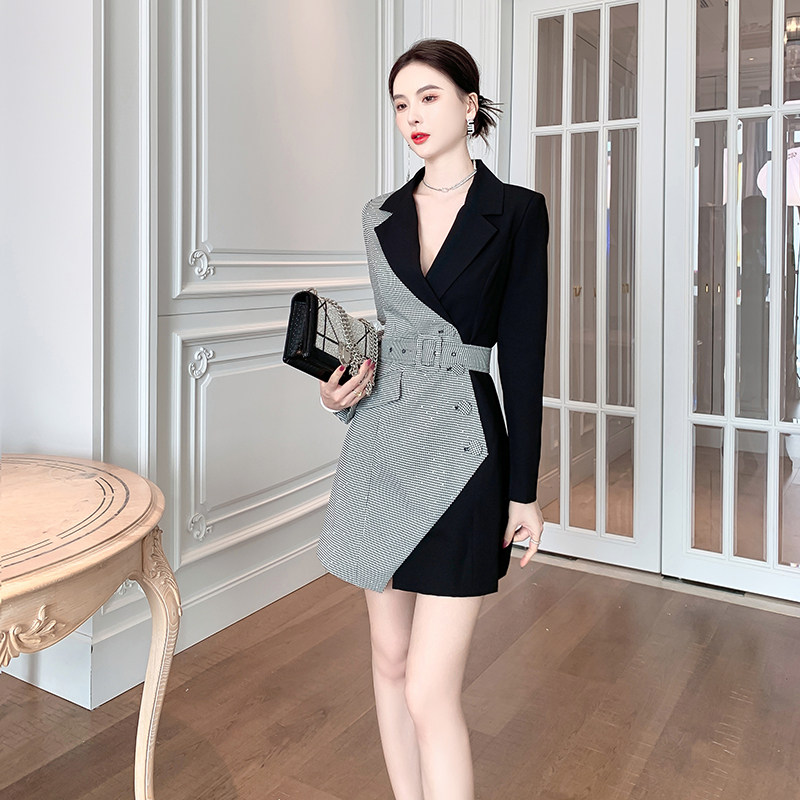 小个子女士设计感小西装撞色英伦风收腰西服初秋设计感小众正装女