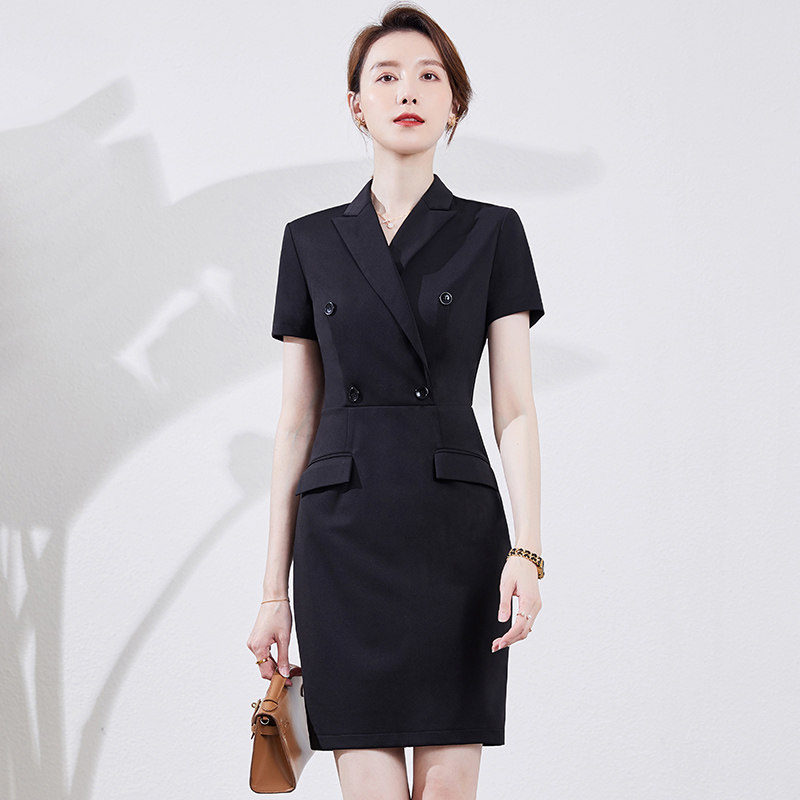 职业连衣裙女夏季前台售楼部案场客服时尚气质ol通勤面试工作服装