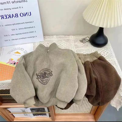 男童冬季洋气灯芯绒卫衣加绒裤子