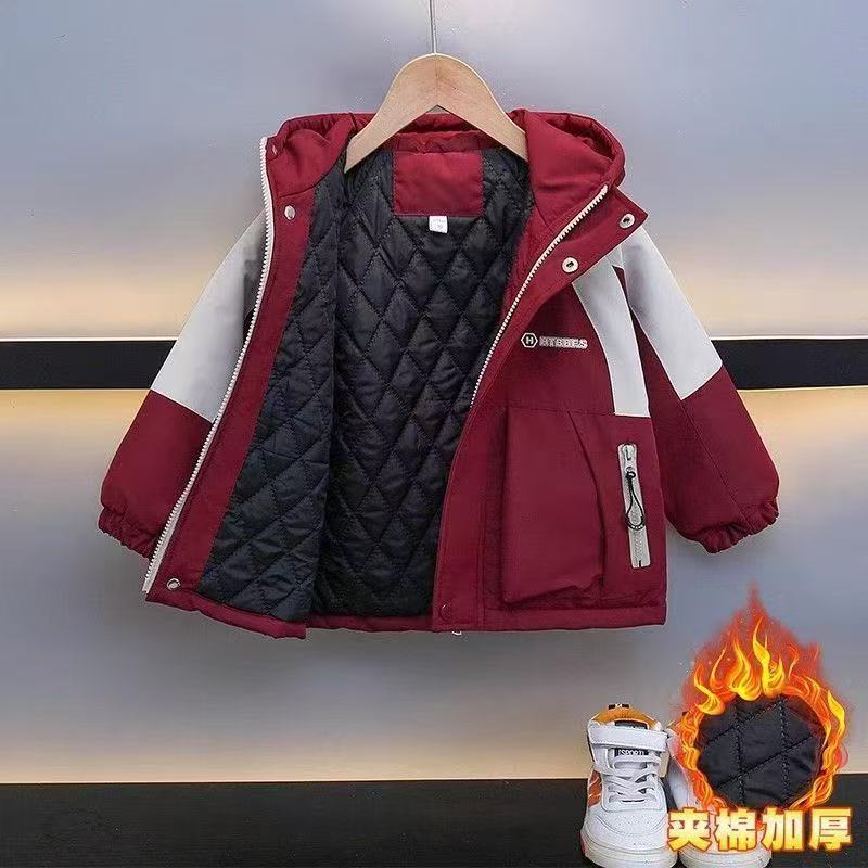 男童秋冬外套夹棉二棉冲锋衣
