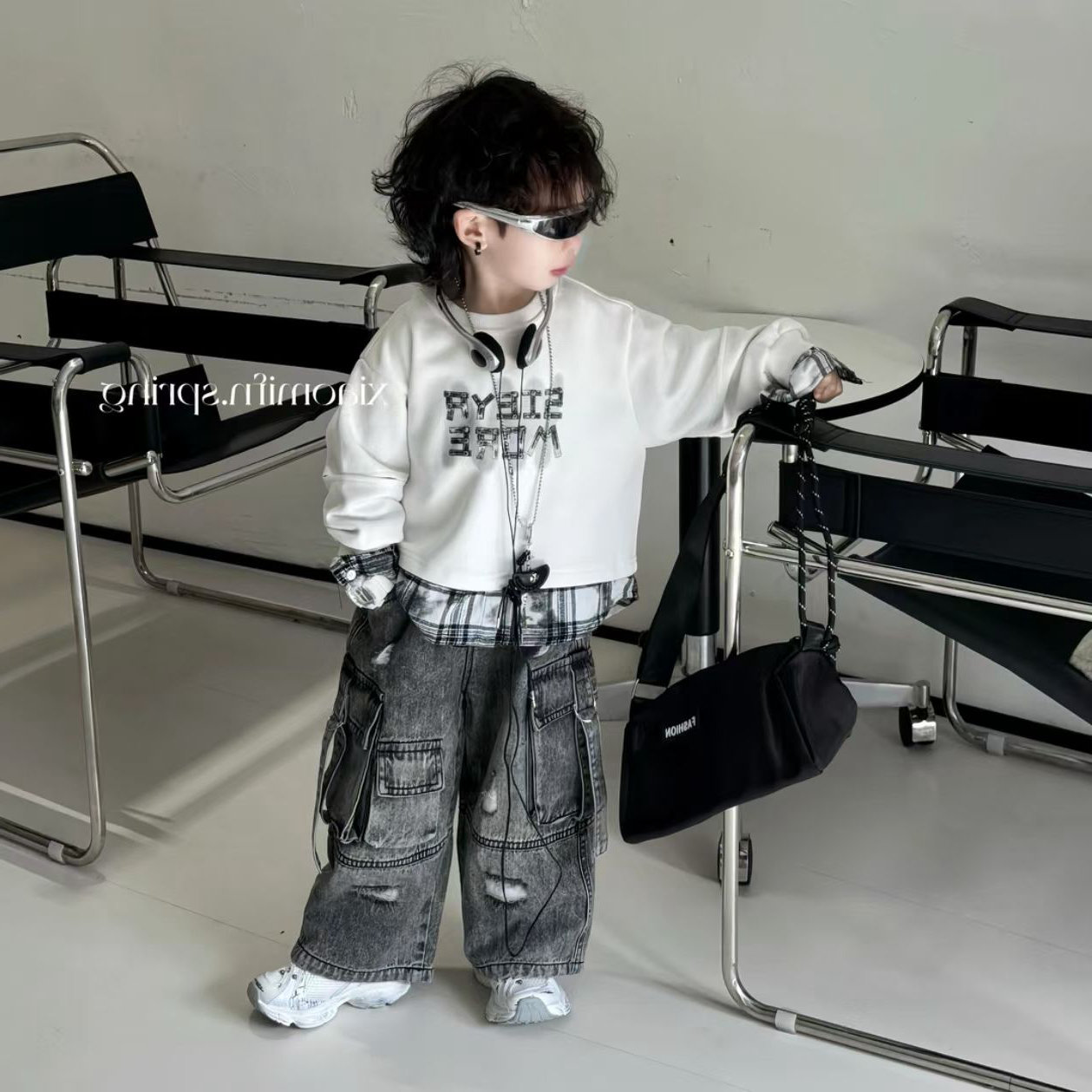 春秋季男童韩版帅气洋气时髦运动休闲网红儿童宝宝卫衣牛仔裤套装