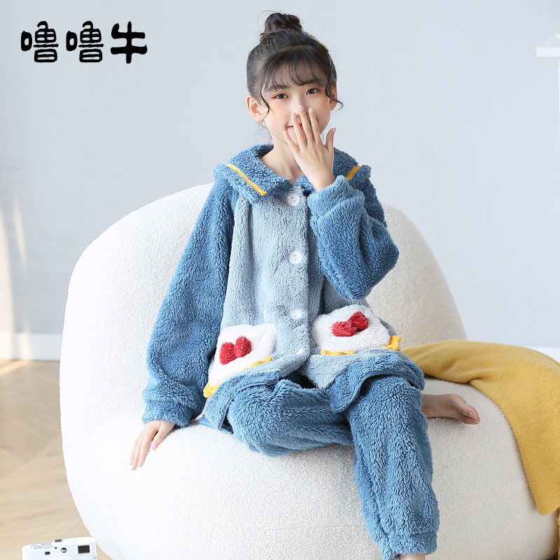 儿童睡衣秋冬珊瑚绒加厚款公主