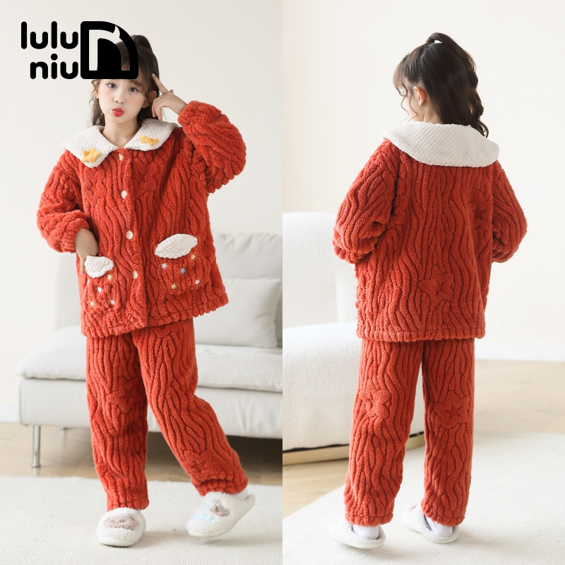 儿童睡衣秋冬季法兰绒加厚女童冬