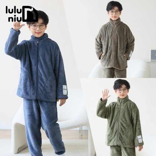 儿童睡衣男童冬季珊瑚绒加厚