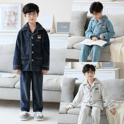 男童青少年大童珊瑚绒睡衣