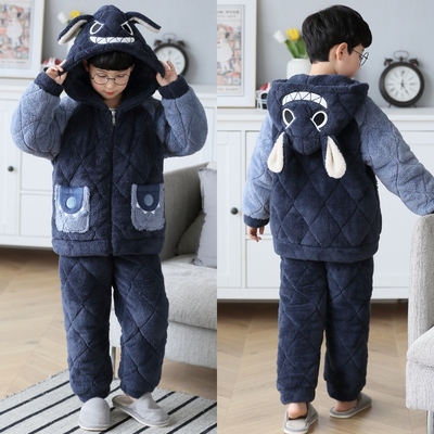 儿童睡衣冬季男童加绒加绒加厚款