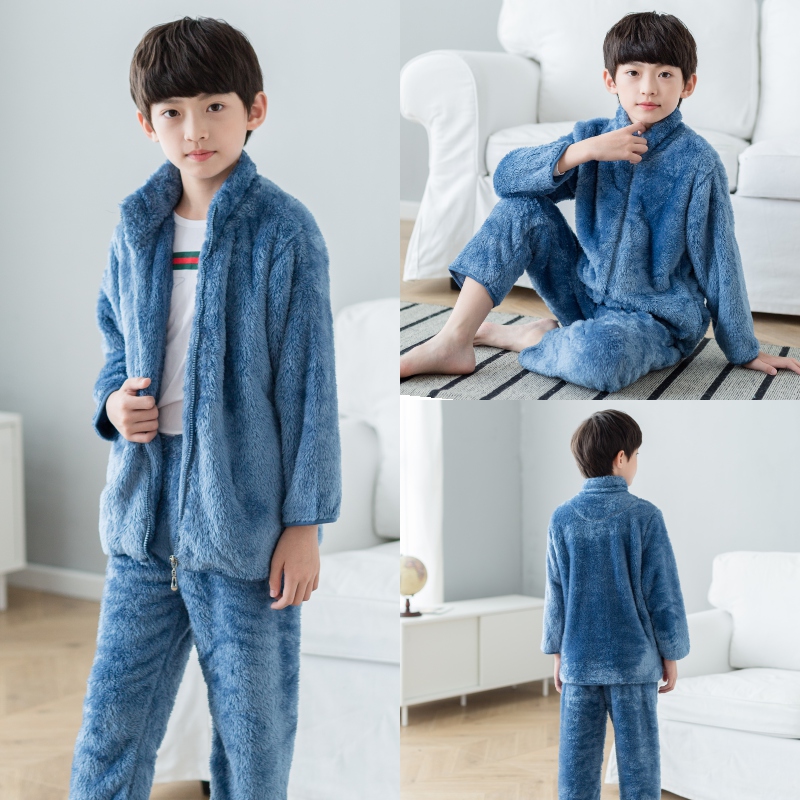 法兰绒加厚款小学生春秋家居服