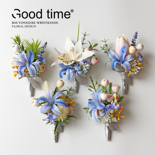 风信子胸花手腕花新郎新娘襟花伴娘姐妹手花摄影结婚礼庆典开业蓝