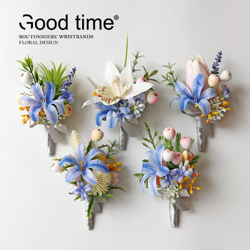 风信子胸花手腕花新郎新娘襟花伴娘姐妹手花摄影结婚礼庆典开业蓝