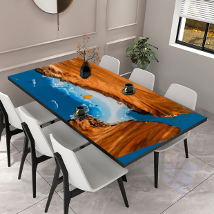 树脂河流茶几垫子防水防油防烫免洗桌布皮革茶台桌面保护垫餐桌垫