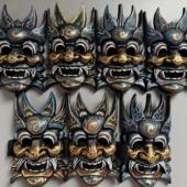 万圣节cos傩戏面具中国风日祭祀装 扮道具鬼节狂欢恐怖鬼神怪娱神