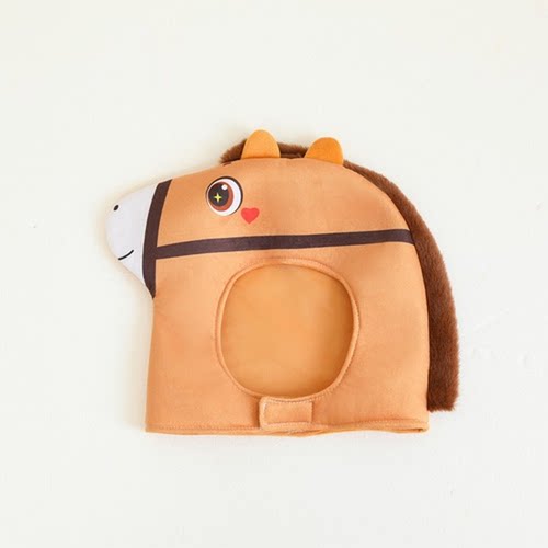 生肖马头卡通cos头套马年吉祥物马头套拍照帽子成人演出装扮道具