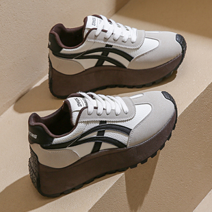 老爹鞋 增高厚底阿甘鞋 复古百搭休闲真皮莆田运动鞋 秋季 女2024新款