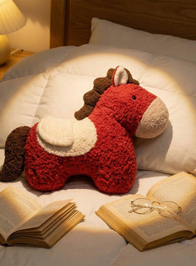 国风小宝马抱枕毛绒玩具沙发客厅春节装饰摆件年会礼物马年吉祥物