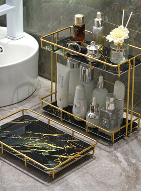 卫生间浴室化妆品置物架桌面洗漱台护肤品收纳架子铁艺防锈洗手间