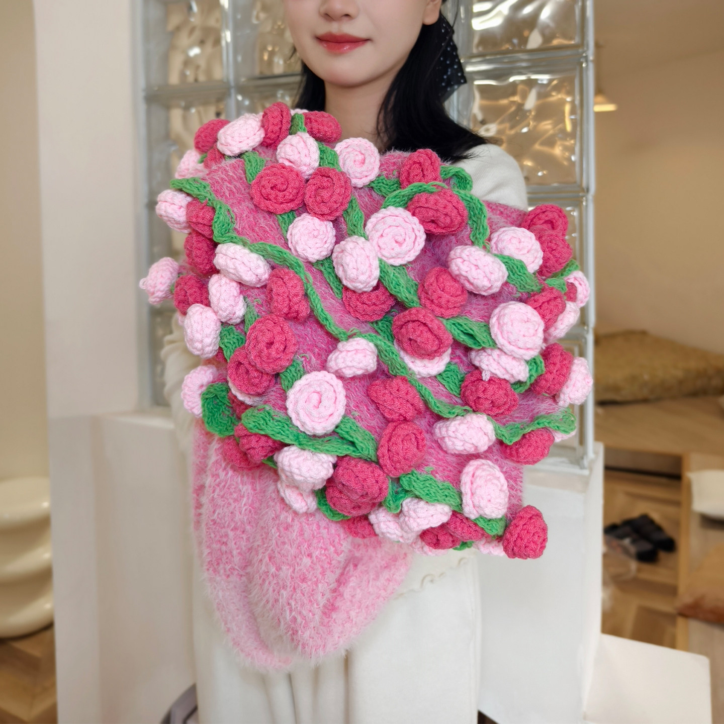 手工玫瑰花束毯子成品新年生日礼物女生送闺蜜女朋友实用午睡毯,床上用品,休闲毯/毛毯/绒毯,淘宝优惠券,粉丝福利购,淘宝优惠卷