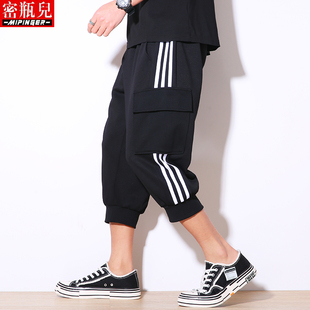 男士 男宽松夏季 大码 胖子潮牌7分裤 密瓶儿工装 子休闲运动裤 七分裤