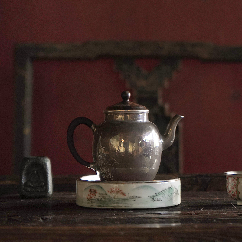 恋物志纯银999手工复古银壶釉面