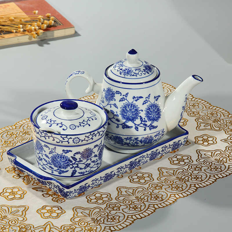 兰州拉面醋壶青花瓷辣椒调料