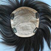 许昌假发头顶毛坯短发大面积双递针补发片全手织真发遮白发增发量