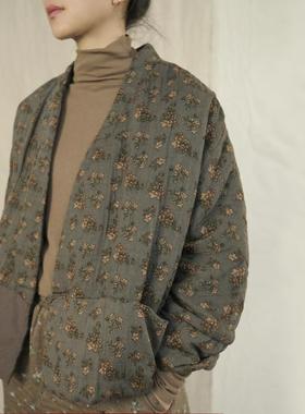 原创复古拼色加厚棉衣 国潮文艺怀旧撞色夹棉外套M22436