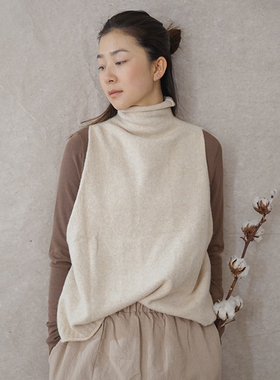 特价！休闲文艺保暖牛绒羊毛套头高领马甲 W21463