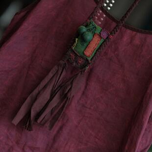 轻定制复古风好搭配设计布艺手绣荷包毛衣链SC021