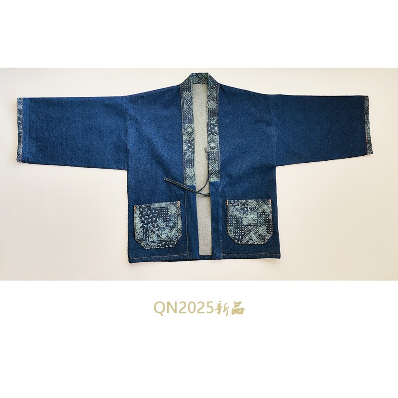 原创复古文艺风开衫外套春秋改良道袍男女中性汉服和服款牛仔上衣