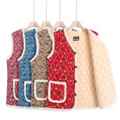 保暖马甲上衣 坎肩宽松大码 中老年女加绒厚马夹秋冬妈妈装 洋气无袖