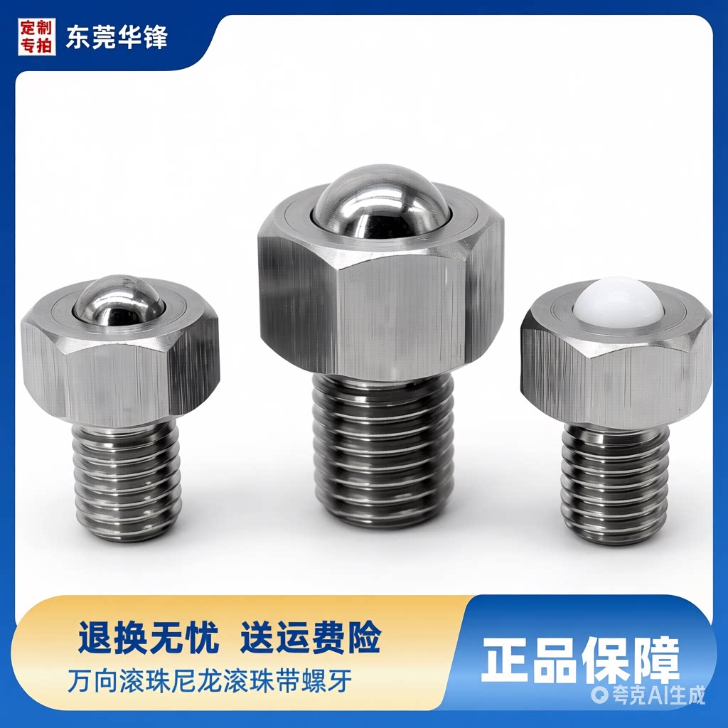 万向钢珠滚轮BCHL螺杆式六角螺栓型QDE02不锈钢牛眼滚珠滚轮轴承