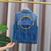 背心马夹中大童男孩洋气潮外套 儿童韩版 男童牛仔马甲秋装 2026新款