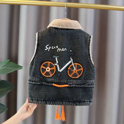 加绒加厚韩版马夹秋冬牛仔