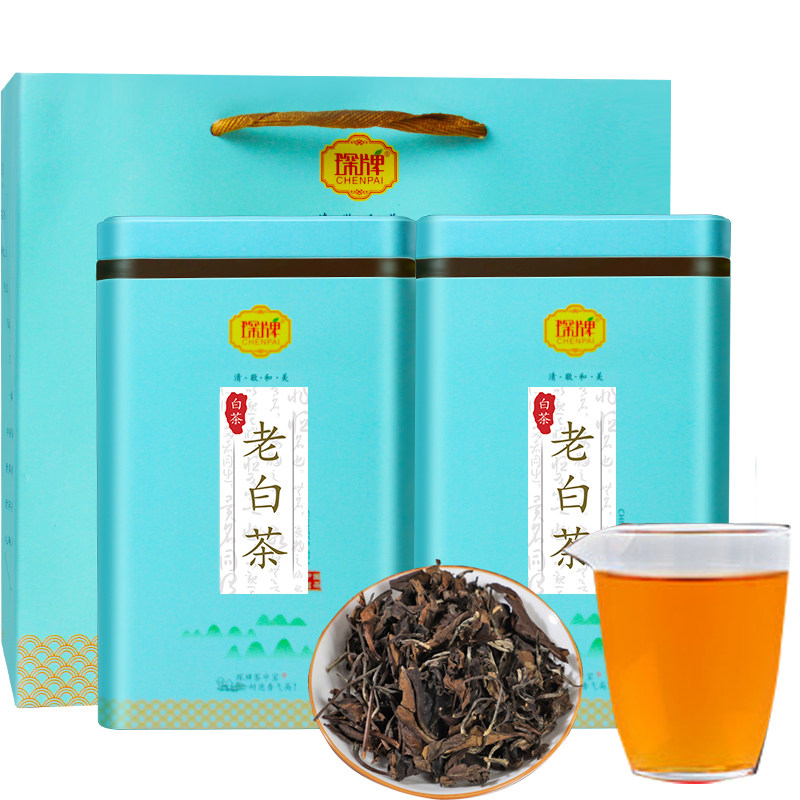琛牌茶叶 福建5年老白茶寿眉干茶250克铁罐装礼盒装陈香枣香茶图片