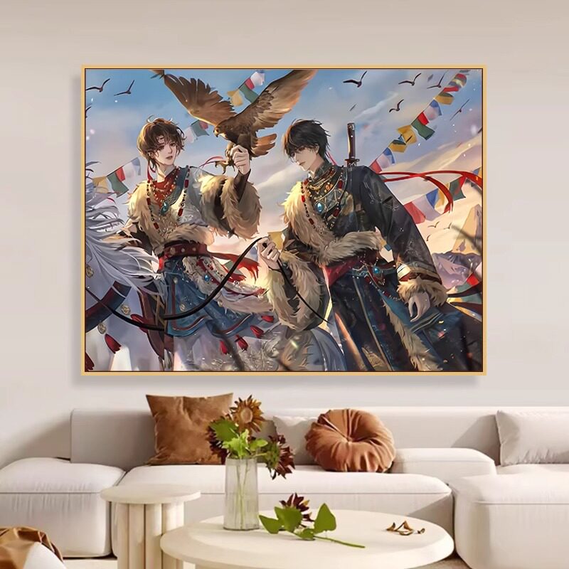盗墓笔记数字油画diy手工绘填涂色张起灵吴邪动漫人物油彩装饰画