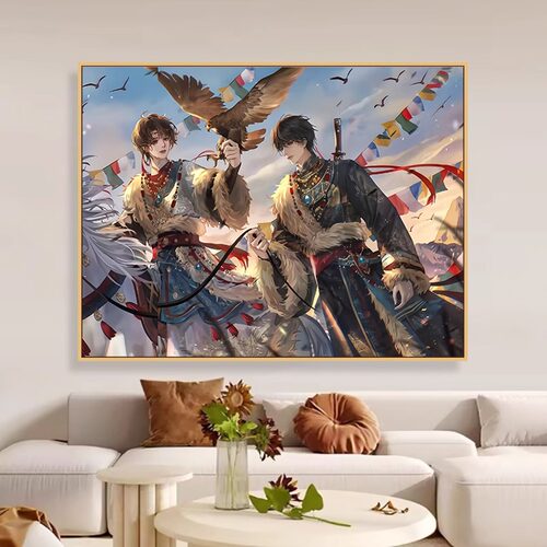 盗墓笔记数字油画diy手工绘填涂色张起灵吴邪动漫人物油彩装饰画