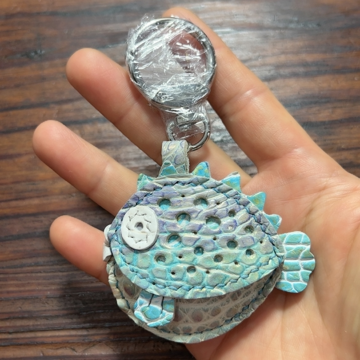 手工制作鳄鱼皮挂件河豚包挂钥匙扣稀有皮鳄鱼皮河豚包挂