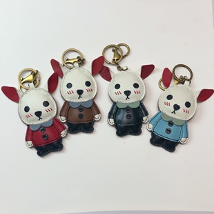 头层牛皮手工制作小兔子挂件钥匙扣包包挂件